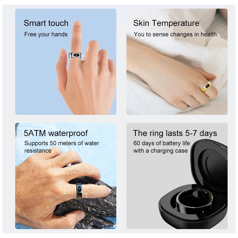 Smart Ring with Charging Case  - Temperature Ring Skin reseña y precio