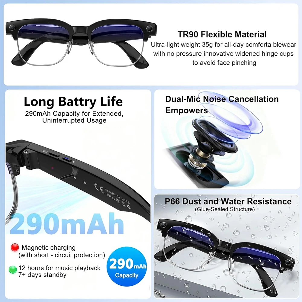 4K Smart AI Glasses 8MP Camera - Smart Glasses Lens reseña y precio