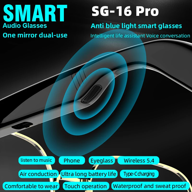 Lenovo New SG-16 Pro Smart Aud - Smart Glasses Lens reseña y precio