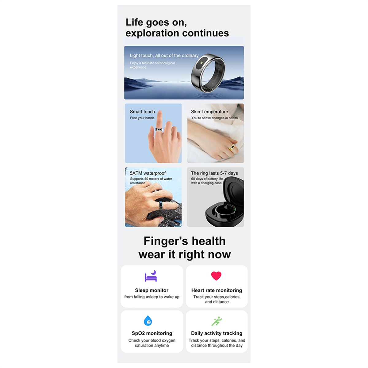 QA88X R08 Waterproof Smart Rin - Temperature Ring Skin reseña y precio