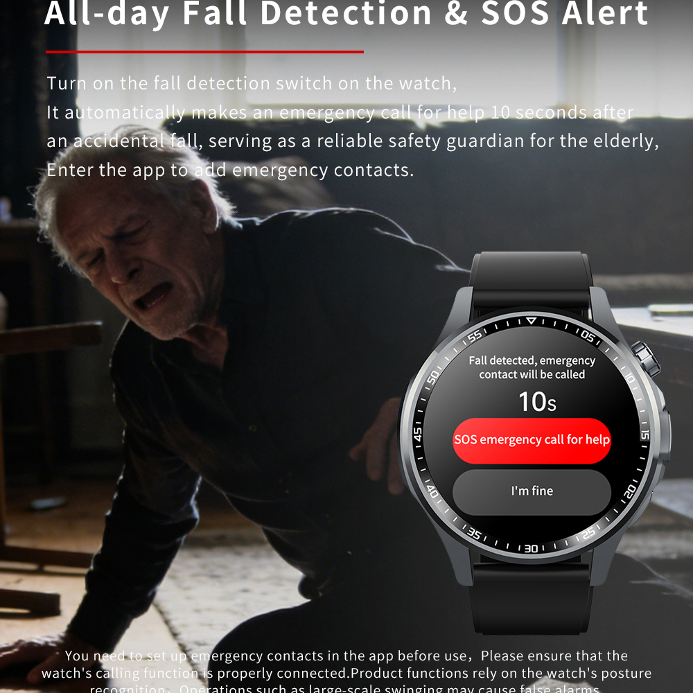 Men Smart Watch All Day Fall D - Fall Detection Watch reseña y precio